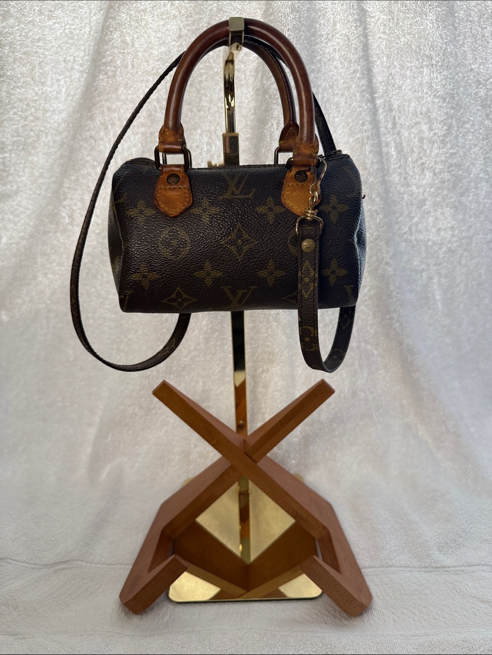 Louis Vuitton Mini Speedy Satchel with Gold Hardware and strap